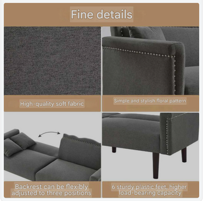 Sofa Bed – Slaapbank – Bedbank – Zithoek – Katoen-Linnen Bekleding – Verstelbare Rugleuningen – Hoogwaardig Schuim