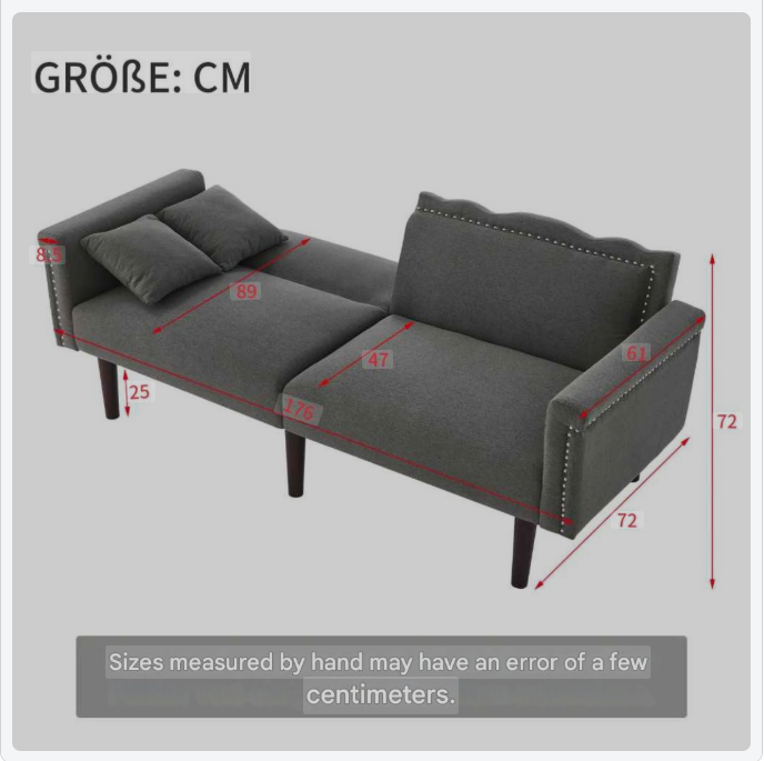 Sofa Bed – Slaapbank – Bedbank – Zithoek – Katoen-Linnen Bekleding – Verstelbare Rugleuningen – Hoogwaardig Schuim