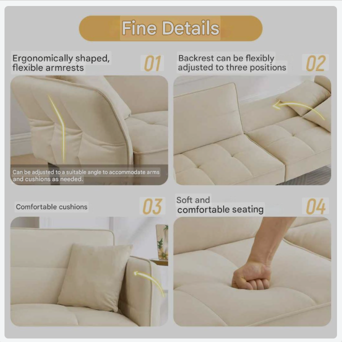 Bedbank – Slaapbank – Bankbed – Slaapsofa – Multifunctioneel – Velvet Bekleding – Verstelbare Rugleuningen - QUORE