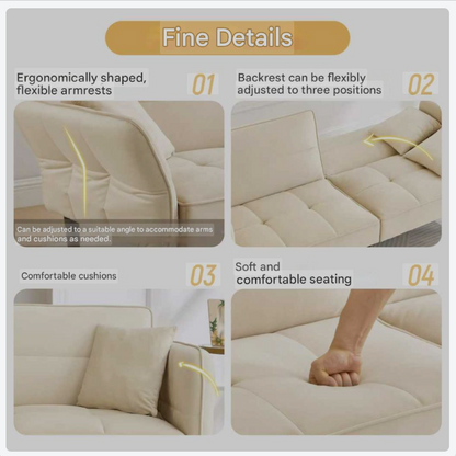 Bedbank – Slaapbank – Bankbed – Slaapsofa – Multifunctioneel – Velvet Bekleding – Verstelbare Rugleuningen - QUORE