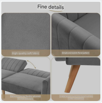 Sofa Bed – Slaapbank – Bankbed – Multifunctionele Sofa – Compact Formaat – Velvet Bekleding – Massief Rubberhout Frame