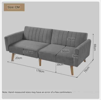 Sofa Bed – Slaapbank – Bankbed – Multifunctionele Sofa – Compact Formaat – Velvet Bekleding – Massief Rubberhout Frame