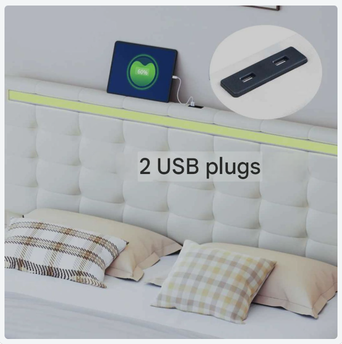 Bedframe – Bed – Tweepersoonsbed – Boxspring – Ledikant – Zwevend Ontwerp – Ingebouwde LED-Verlichting