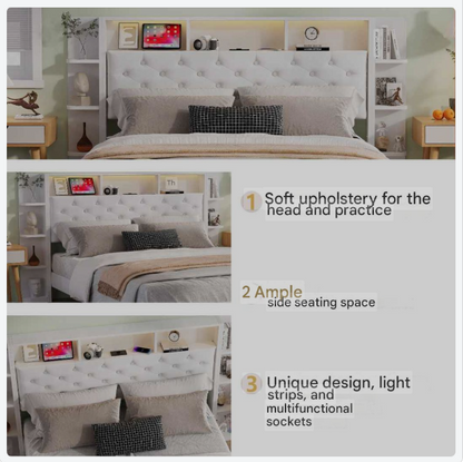 Bed – Slaapbed – Ledikant – Opbergbed – Velvet Bekleding – USB Oplaadpoort – Verstelbare Ledverlichting