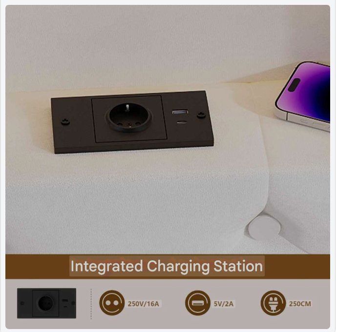 Bed – Slaapbed – Ledikant – Opbergbed – Velvet Bekleding – USB Oplaadpoort – Verstelbare Ledverlichting