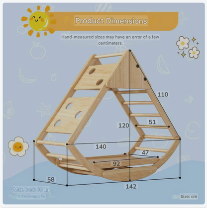 Houten Klimrek – Speelset – Klim- En Speeltoestel – Montessori Speelgoed – Massief Dennenhout – 8-in-1 Functioneel – Draagvermogen 50 Kg