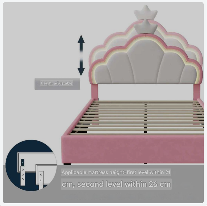 Bedombouw – Gestoffeerd Bed – Fluwelen Bekleding – Hoofdbord Wolkvorm – MDF En Staal – Lattenbodem Stevig