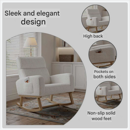 Schommelstoel – Relaxstoel – Lounge – Fauteuil – Leesstoel – Comfortabele Stofbekleding – Stevige Armleuningen