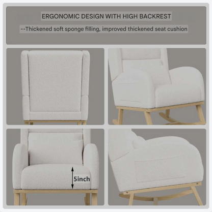 Schommelstoel – Relaxstoel – Comfortstoel – Zithoekstoel – Velvet Bekleding – Ergonomisch Design – Met Lendenkussen