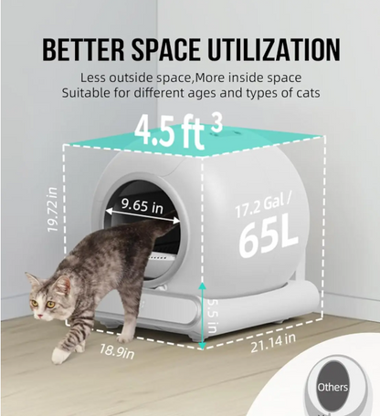 Prullenbak – Kattenbak – Slimme Bak – Automatische Reiniging – Vuilnisbak – 65 Liter – Automatisch Zelfreinigend