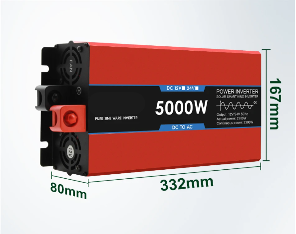 Omvormer – Spanningsomvormer – Inverter – Converter – Zuivere Sinusgolf – 12V/24V Naar 220V – 5000W Continu Vermogen – LED Display - QUORE