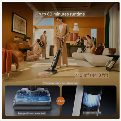 Robotstofzuiger – Nat- en Droogzuiger – Draadloze Stofzuiger – HEPA Filter Stofzuiger – Lithium-Ion Batterij 4000mAh – Grote Water- en Stofreservoirs – 20.000 Pa Zuigkracht – Intuïtief LCD-Scherm