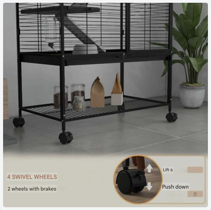 Dierenkooi voor Kleine Huisdieren – Fretkooi – Chinchillakooi – Kooi met Meerdere Niveaus – Kleine Dieren Kooi – Ruim Ontwerp 78x45,5x136 cm – Stevige Stalen Constructie - QUORE