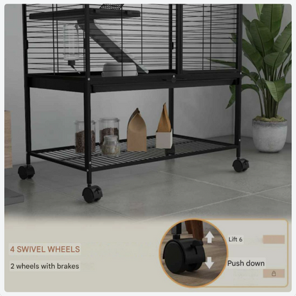 Dierenkooi voor Kleine Huisdieren – Fretkooi – Chinchillakooi – Kooi met Meerdere Niveaus – Kleine Dieren Kooi – Ruim Ontwerp 78x45,5x136 cm – Stevige Stalen Constructie - QUORE