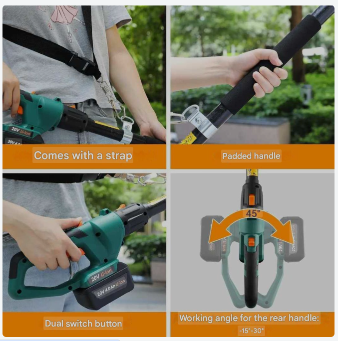Draadloze Telescoopheggenschaar – Elektrische Heggenschaar – Snoeischaar – Tuinschaar – Heggentrimmer – Uitschuifbare Steel 2,75 m – 20V Lithium-ion Accu