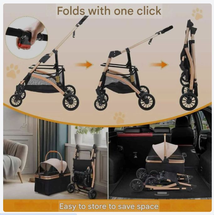 Hondenbuggy – Dierenwagen – Huisdierenwagen – Pet Stroller – Transportbox – Geschikt Tot 40 kg – Duurzame Rubber Wielen