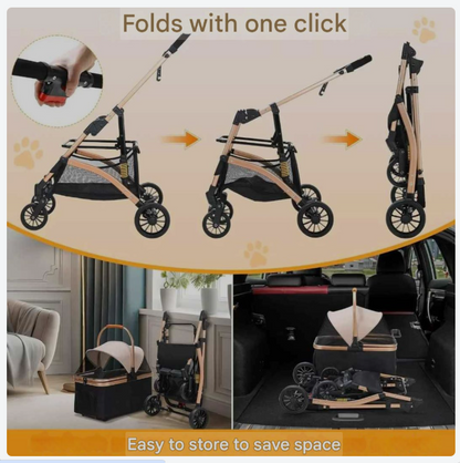 Hondenbuggy – Dierenwagen – Huisdierenwagen – Pet Stroller – Transportbox – Geschikt Tot 40 kg – Duurzame Rubber Wielen