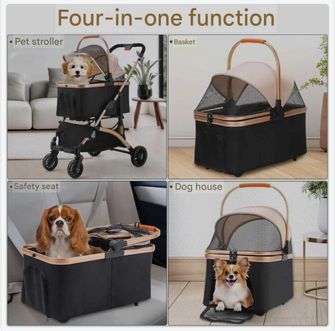 Hondenbuggy – Dierenwagen – Huisdierenwagen – Pet Stroller – Transportbox – Geschikt Tot 40 kg – Duurzame Rubber Wielen