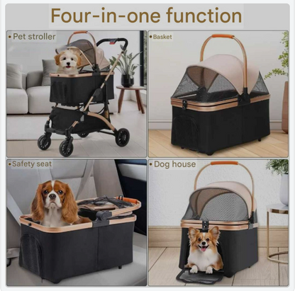 Hondenbuggy – Dierenwagen – Huisdierenwagen – Pet Stroller – Transportbox – Geschikt Tot 40 kg – Duurzame Rubber Wielen