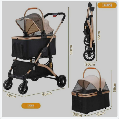 Hondenbuggy – Dierenwagen – Huisdierenwagen – Pet Stroller – Transportbox – Geschikt Tot 40 kg – Duurzame Rubber Wielen