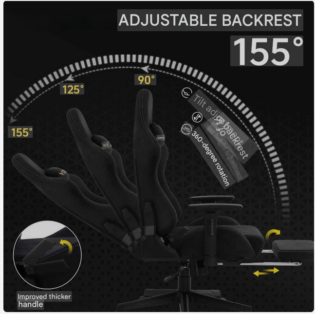 Gamestoel – Gaming Stoel – Bureaustoel – Racing Chair – Game Chair – Verstelbare Rugleuning – Hoogwaardig Kunstsuède - QUORE