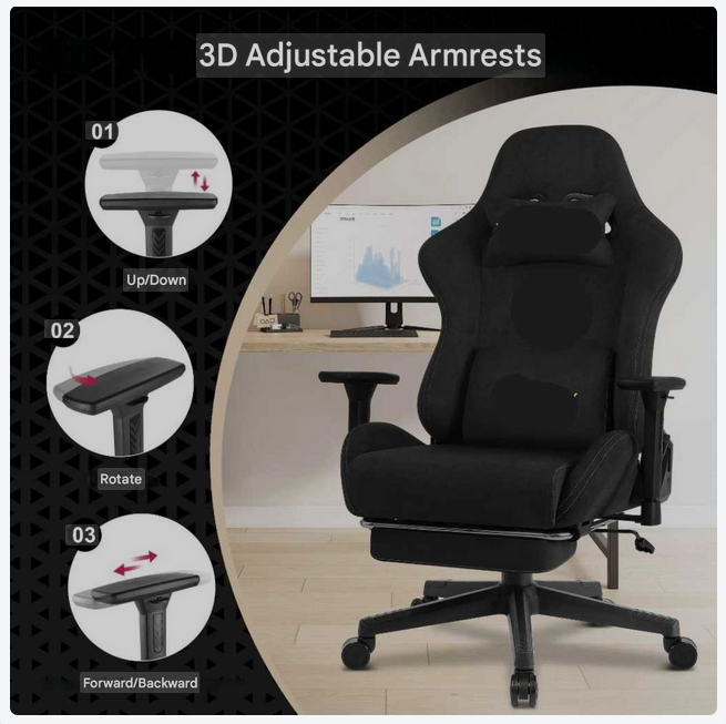 Gamestoel – Gaming Stoel – Bureaustoel – Racing Chair – Game Chair – Verstelbare Rugleuning – Hoogwaardig Kunstsuède - QUORE