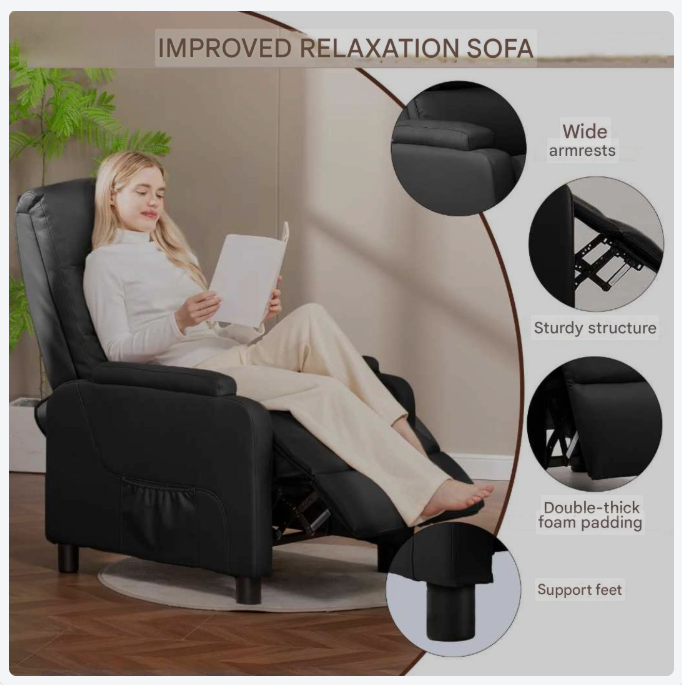 Relaxfauteuil – Verstelbare Fauteuil – Loungestoel – Leunstoel – Relaxstoel – PU-leer – Verstelbare Rugleuning 90°-160°