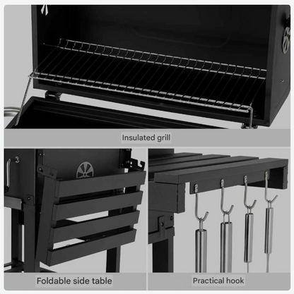 XXL Houtskoolbarbecue – BBQ – Grill – Barbecue – Smoker – Groot Kookoppervlak 57x42 cm – Inclusief Deksel en Thermometer