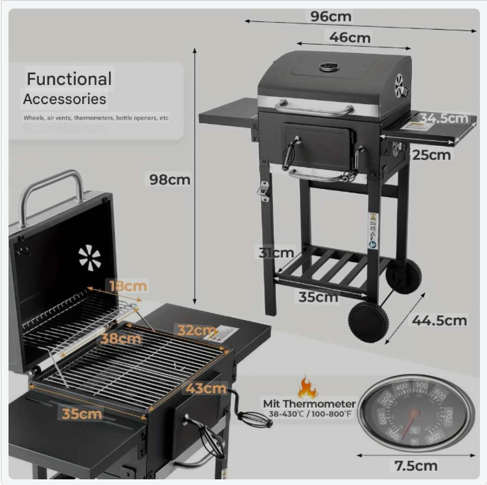 Double Tablet BBQ Grill – Barbecue – Grill – Smokey – Buitenkeuken – Dubbele Grilltafels – Temperatuurmeter – Stevig Metaal