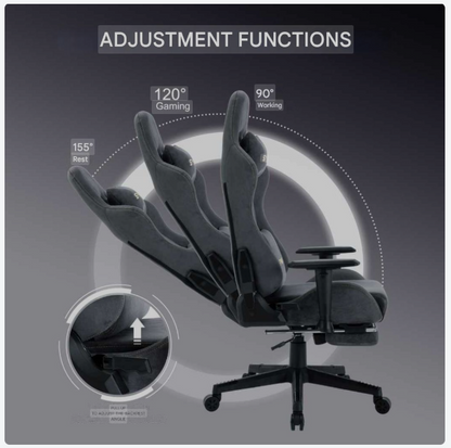 Gamingstoel – Bureaustoel – Werkstoel – Gamestoel – Ergonomische Stoel – Memory Foam Zitting – Volledig Verstelbaar – 360° Draaibaar – Voetensteun – Geschikt Voor Harde Vloeren – Blauw