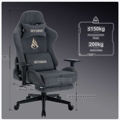 Gamingstoel – Bureaustoel – Werkstoel – Gamestoel – Ergonomische Stoel – Memory Foam Zitting – Volledig Verstelbaar – 360° Draaibaar – Voetensteun – Geschikt Voor Harde Vloeren – Blauw