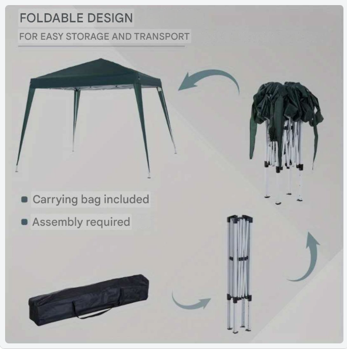 Partytent – Feesttent – Tuinpaviljoen – Evenemententent – Balkonluifel – Opvouwbaar 2,4x2,4m – UV-Bescherming & Weerbestendig Staalframe – Inclusief Draagtas – Groen