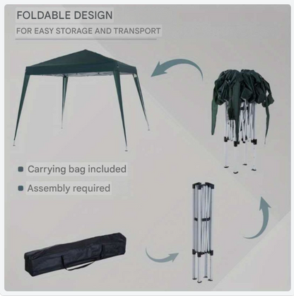 Partytent – Feesttent – Tuinpaviljoen – Evenemententent – Balkonluifel – Opvouwbaar 2,4x2,4m – UV-Bescherming & Weerbestendig Staalframe – Inclusief Draagtas – Groen