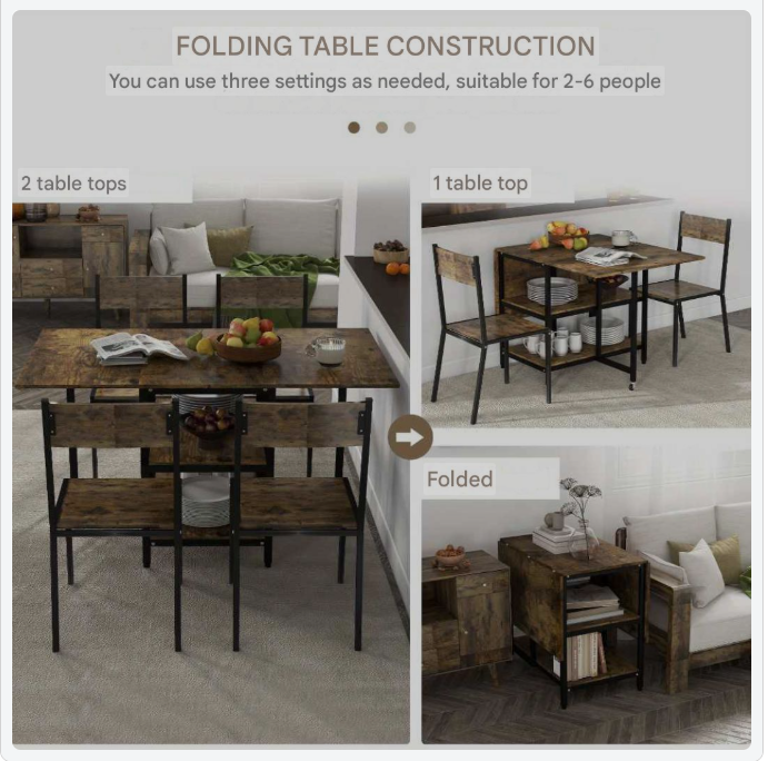 Uitklaptafel – Klaptafel – Inklapbare Tafel – Eettafel – Vouwtafel – Uitschuifbaar – Met Wieltjes – Steviele Stalen Constructie – Ruimtebesparend Design