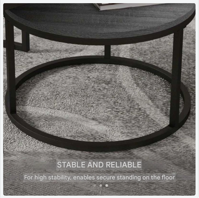 Bijzettafel – Sidetable – Nachtkastje – Salontafel – Bijzettafeltje – Set Van 2 – Rond – Stapelbaar – Metaal – Lichtgewicht – Ruimtebesparend – Grijs