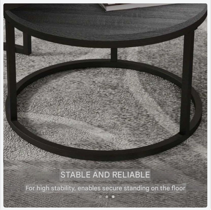 Bijzettafel – Sidetable – Nachtkastje – Salontafel – Bijzettafeltje – Set Van 2 – Rond – Stapelbaar – Metaal – Lichtgewicht – Ruimtebesparend – Grijs