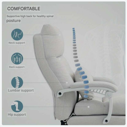 Ergonomische Hoge Bureaustoel – Bureaustoel Met Lendensteun – Draaistoel – Werkstoel – Gamestoel – Verstelbare Hoogte – Aluminium Frame – Comfortabele Armleuningen