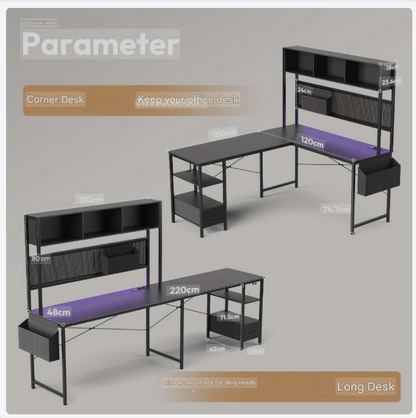 Hoekbureau – L-vormig Bureau – Computertafel – Gaming Bureau – Werkplek Bureau – Met Metalen Legering – 67 Inch Ruimtebesparend Design – Bruin
