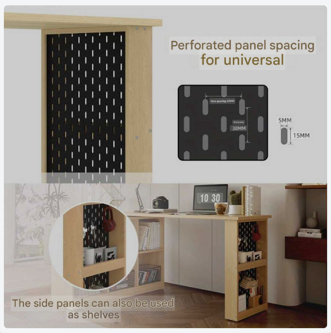 Computertafel – Computerbureau – Bureautafel – Werktafel – Thuiskantoor Bureau – 140x104x75 cm – MDF Metalen Frame – Zes Opbergvakken + Plank – Draaibaar Ontwerp – Houtlook Natuurlijk