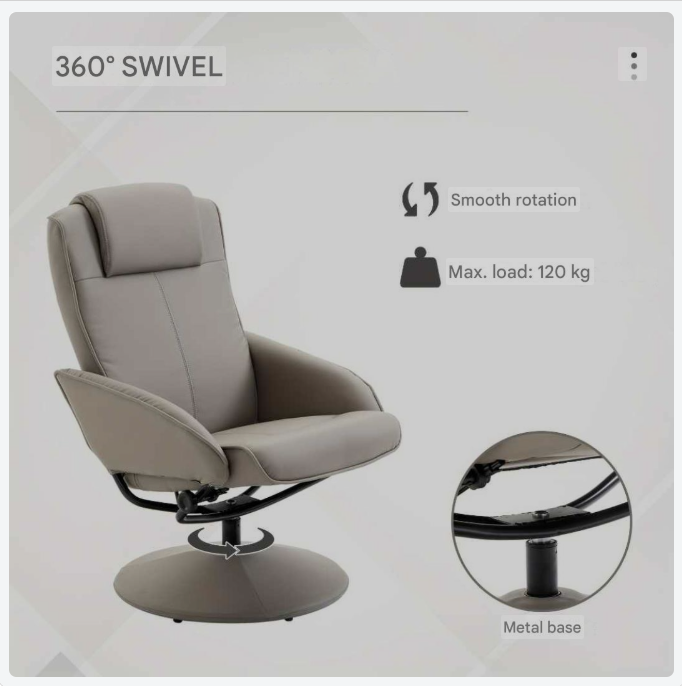 Draaifauteuil – Fauteuil – Loungestoel – Relaxstoel – Zithoekstoel – 360° Draaibaar – Verstelbare Voetensteun – Grijs Stof – Metaal – 78x71x101 cm