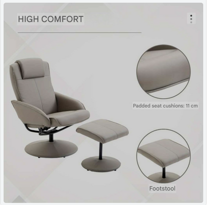 Draaifauteuil – Fauteuil – Loungestoel – Relaxstoel – Zithoekstoel – 360° Draaibaar – Verstelbare Voetensteun – Grijs Stof – Metaal – 78x71x101 cm