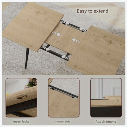 Uitklaptafel – Klaptafel – Eettafel – Vouwtafel – Tuintafel – Uitschuifbaar – Stevig Stalen Onderstel – Ruimtebesparend Modern Design – 120-160 cm Voor 6-8 Personen