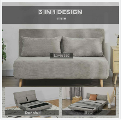 Slaapbank – Bedbank – Sofa – Logeerbed – Zweefbed – Verstelbare Rugleuning – Fluweelachtige Stof – Compact 141x90x81 cm