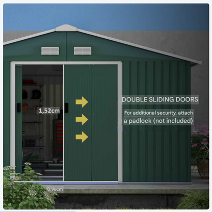 Tuinhuisje – Tuinberging – Tuinschuur – Gereedschapsschuur – Berging – Gegalvaniseerd Staal – 12,4 m² Met Schuifdeur En Fundering - QUORE