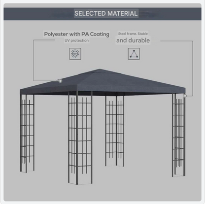 Tuinpaviljoen – Partytent – Pergola – Prieel – Tuintent – Stalen Frame – Waterafstotend Polyester Dak – 2,95 x 2,95 m – Ventilatieopeningen