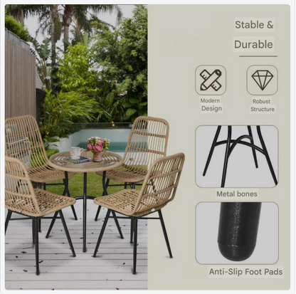 Tuinset – Tuinmeubelset – Zitgroep – Diningset – Balkonset – Poly Rattan – 5-delig – Weerbestendig Met Glasplaat
