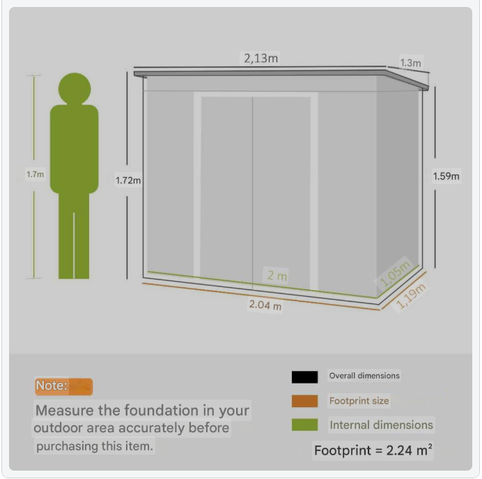 Steigerhuisje – Tuinkast – Tuinhuisje – Opbergschuur – Tuinberging – Gegalvaniseerd Staal – Ventilatieramen en Schuifdeur – 213x130x159/172 cm – Weerbestendig Groen