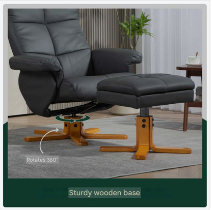 Relaxstoel – Fauteuil – Schommelstoel – Loungestoel – Voetbank – Kunstleer Bekleding – Verstelbare Rugleuning 145° – 360° Draaibaar – Opbergruimte Voetenbank – Ergonomisch Design – Roomwit
