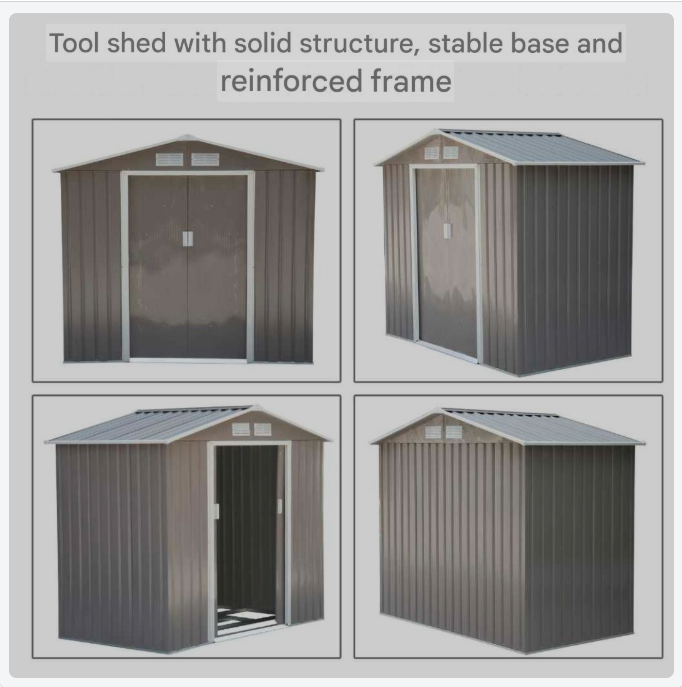 Tuinhuisje – Tuinkast – Tuinberging – Tuinopslag – Gereedschapsschuur – Grijs – Gegalvaniseerd Stalen Frame – Weerbestendig Met Schuifdeuren – 213x130x185 cm