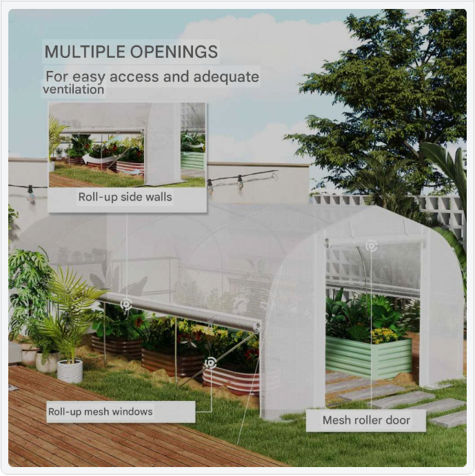 Kasje – Kweekkas – Broeikas – Tuinkas – Foliekas – 6x3x2 m – UV-bestendige PE-folie – Gegalvaniseerd Stalen Frame